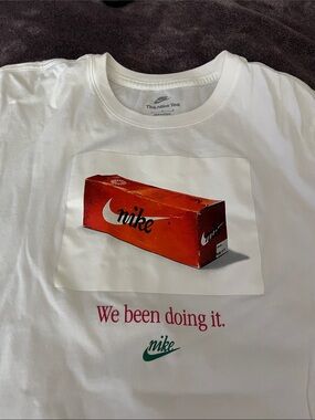 Nike White T-Shirt with Red Shoebox Graphic